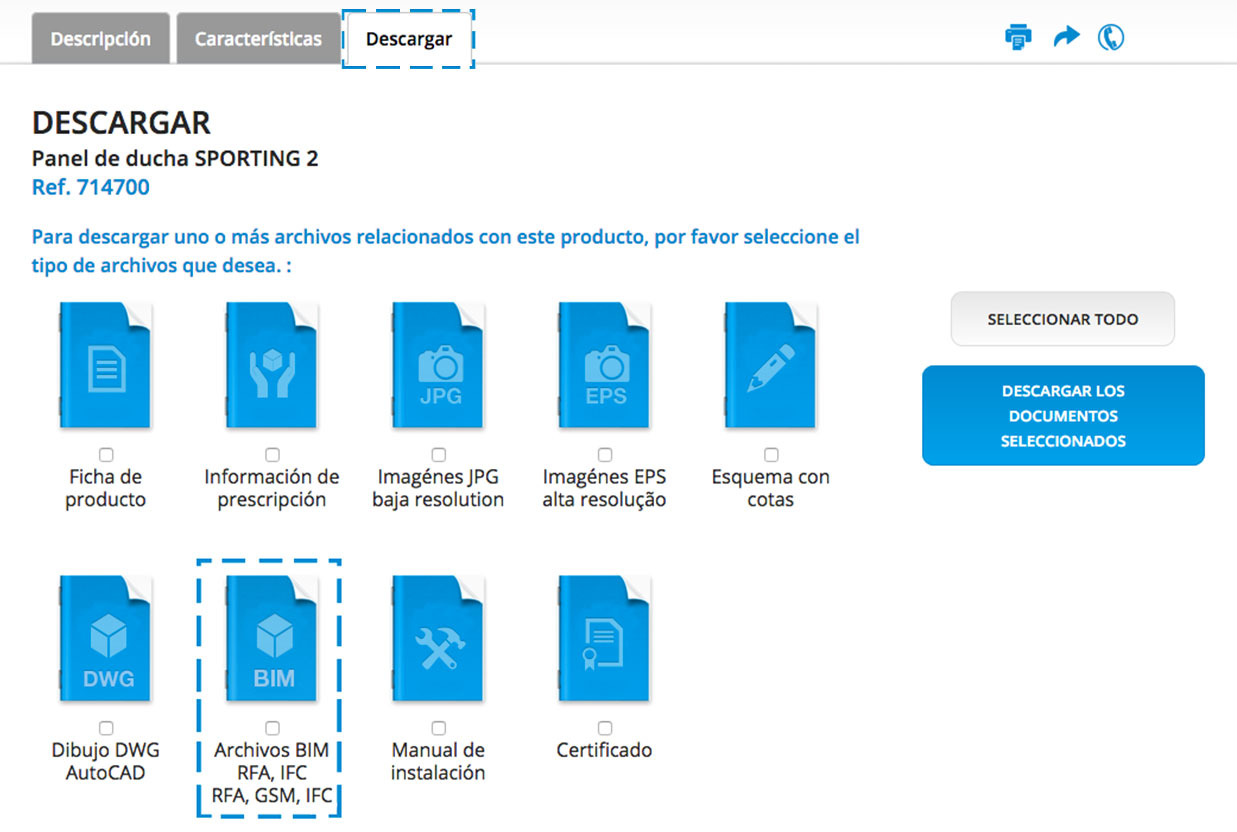 Lista de referencias DELABIE disponibles en objetos BIM :