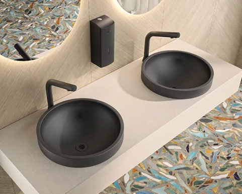 Lavabo sobre encimera negro RAVA, diseño sostenible y sofisticado